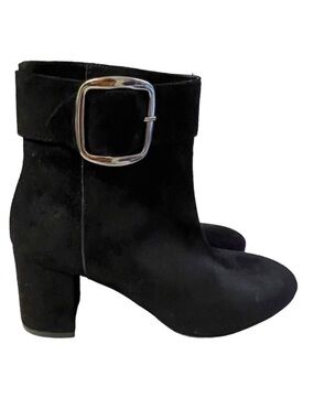 FORMENTINI Made in Italy Black Suede Leather Ankle Boots, Size 38 (US 7)